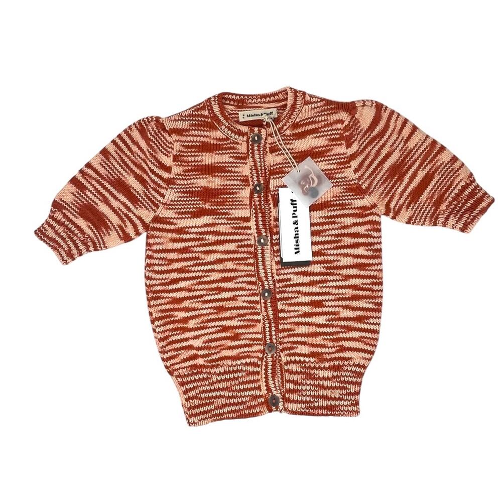 Misha & Puff NWT 7/8 Yrs Short Sleeve Ellie Cardigan. Paprika Space Dye.